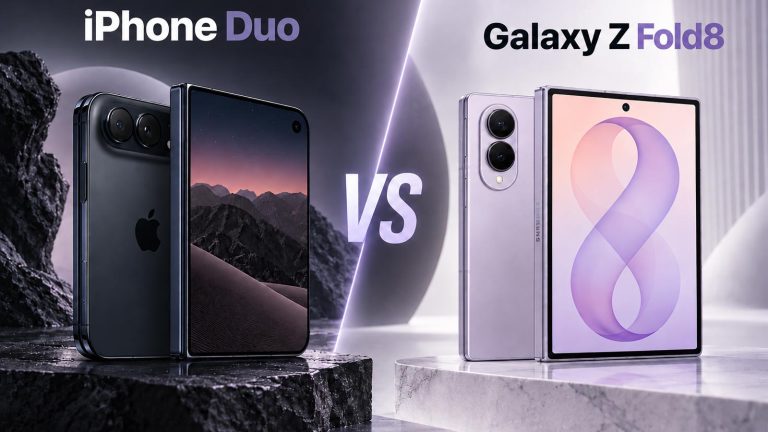 مقایسه آیفون Duo با گلکسی زد فولد 8؛ دو غول تاشو روبه‌روی هم